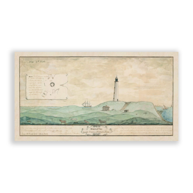 Montauk Point Lighthouse, New York Antiqure Print Reproduction