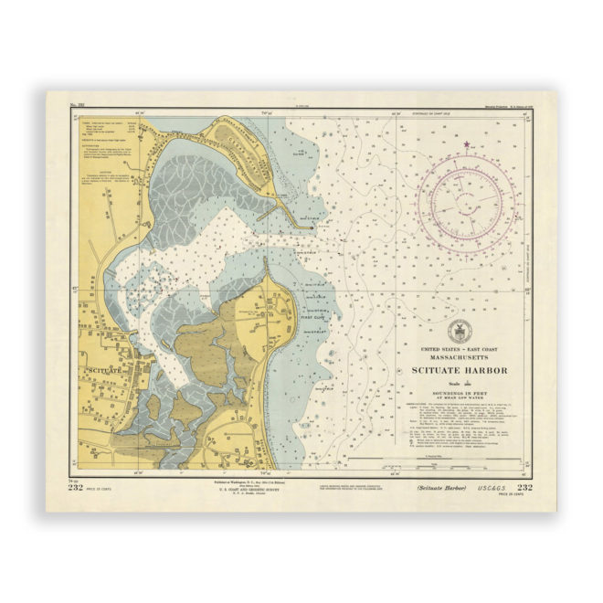 Scituate Harbor, Massachusetts Antique Nautical Chart Reproductional