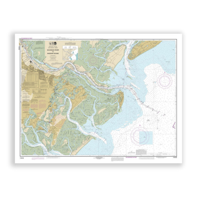 Savannah, Georgia Nautical Chart Reproduction