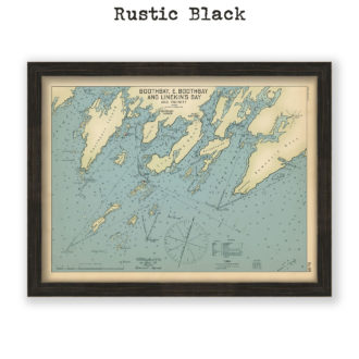 Booth Bay, Maine Antoque Nautical Chart Reproduction