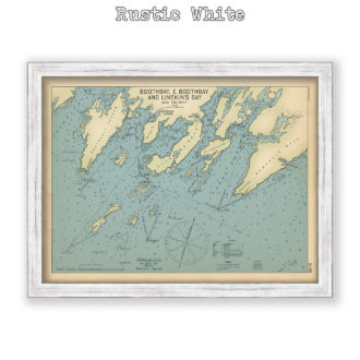 Booth Bay, Maine Antoque Nautical Chart Reproduction