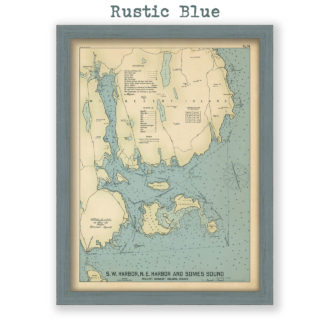 South West and North East Harbors, Maine Antique Nautical Chart Reproductional