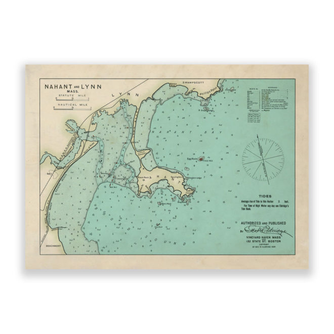 Nahant and Lynn, Massachusetts Nautical Chart Reproduction