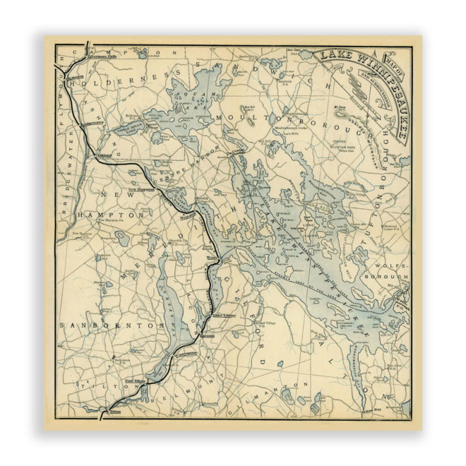 Lake Winnipesaukee, New Hampshire Antique Map Reproduction