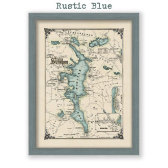 Lake Sunapee, New Hampshire Antique Map Reproduction