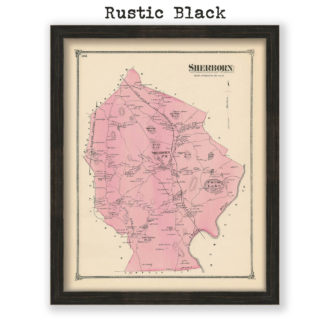 Sherborn, Massachusetts Antique Map Reproduction