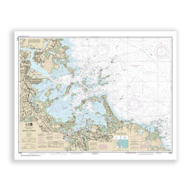 Boston Harbor, Massachusetts Natical Chart Reproduction