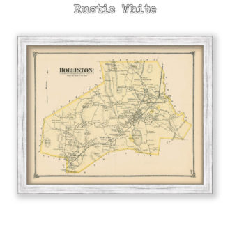 Holliston, Massachusetts Antique Map Reproduction