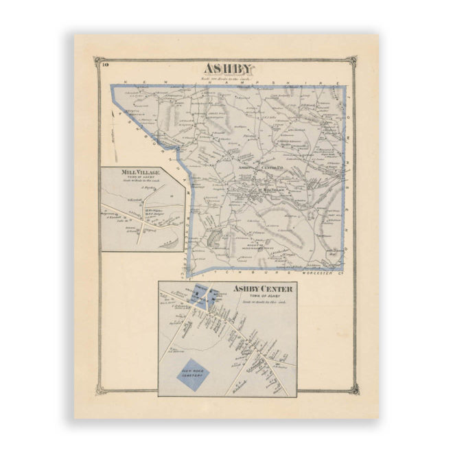 Ashby, Massachusetts Antique Map Reproduction