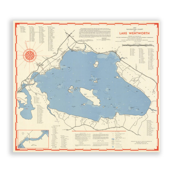 Lake Wentworth, New Hampshir Antique Nautical Chart Reproductional