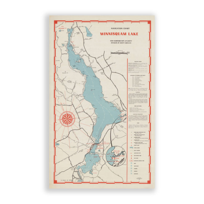 Lake Winnisquam, New Hampshire Antique Nautical Chart Reproductional