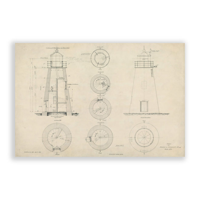 Havre de Grace Lighthouse, Maryland Antique Architectural Plan Reproduction