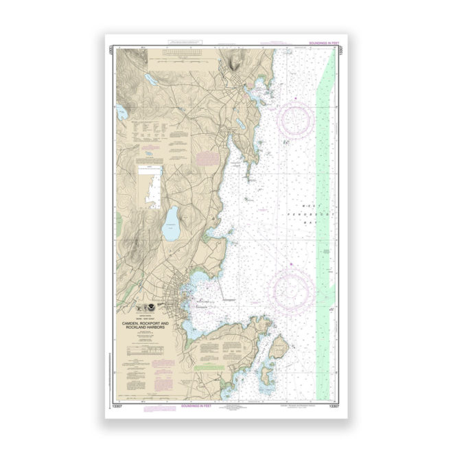 Camden, Rockport and Rockland, Maine Nautical Chart Reproduction