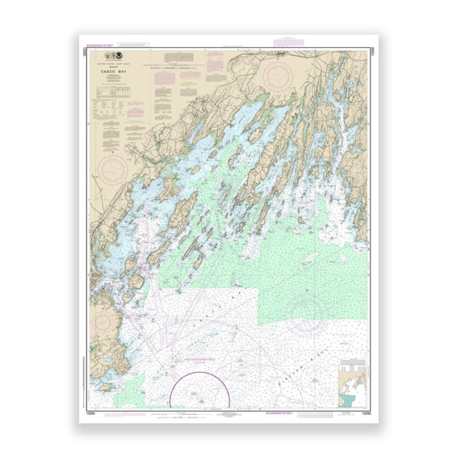 Casco Bay, Maine Nautical Chart Reproduction