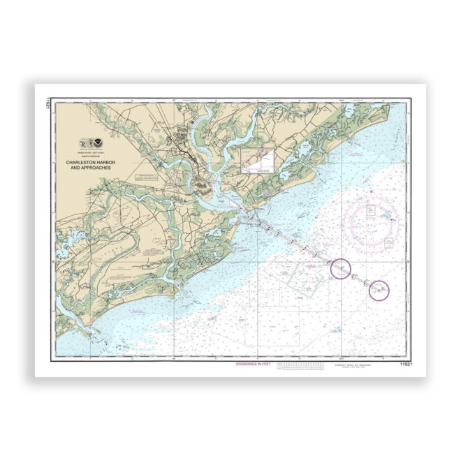 CHARESTON HARBOR and Approaches, South Carolina - Nautical Chart Reproduction