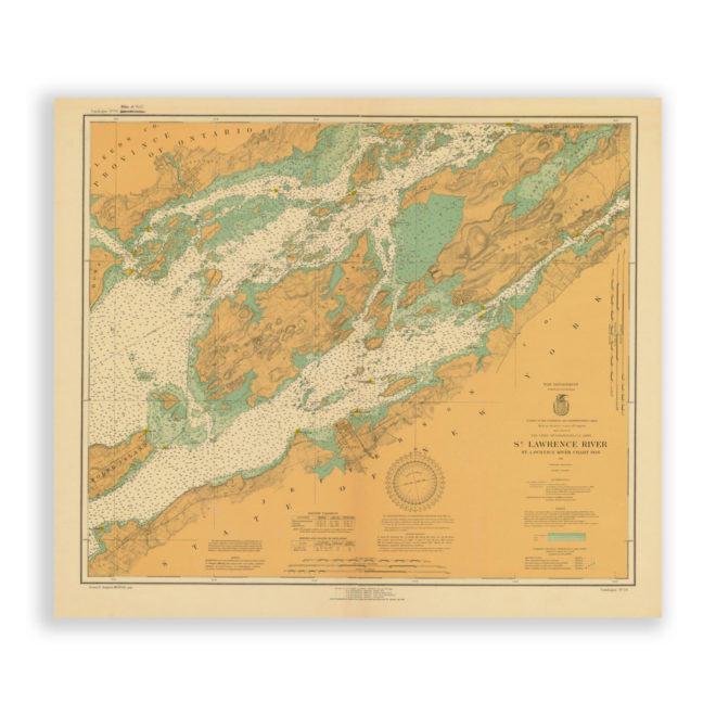 ST LAWRENCE RIVER Antique Nautical Chart Reproduction