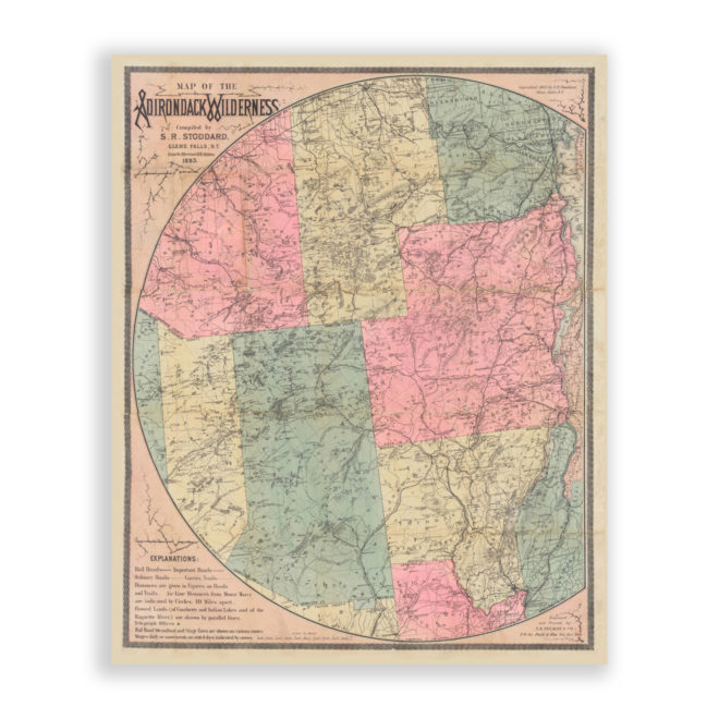 Adirondack Widerness, New York Antique Map Reproduction