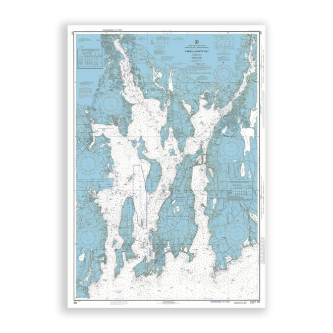 Narragansett Bay, Rhode Island Nautical Chart Reproduction