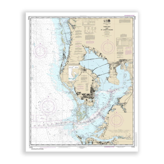 Tampa Bay, Florida Nautical Chart Reproduction