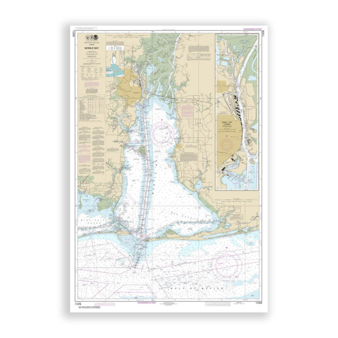 Mobile, Alabama Nautical Chart Reproduction