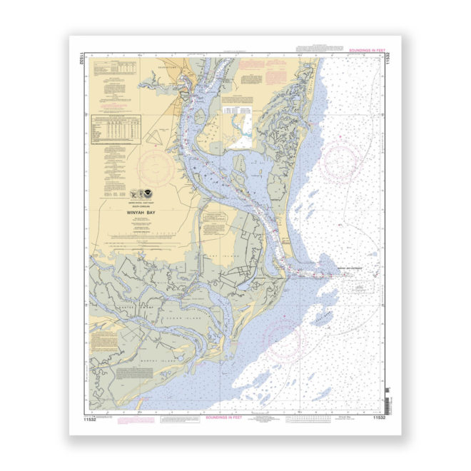 Winyah Bay, South Carolina Nautical Chart Reproduction