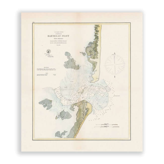 Barnegat Inlet, New Jersey Antique Nautical Chart Reproduction