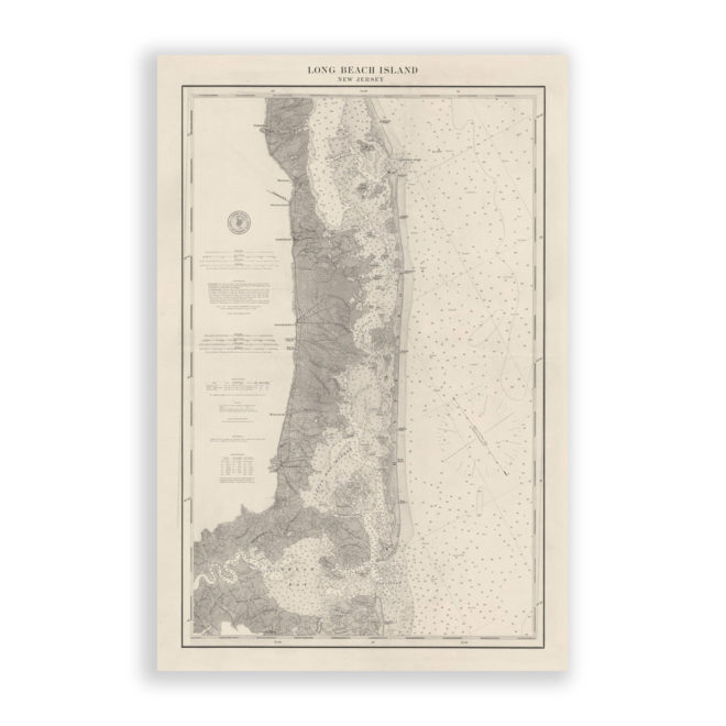 Long Beach Island, New Jersey Antique Nautical Chart Reproduction