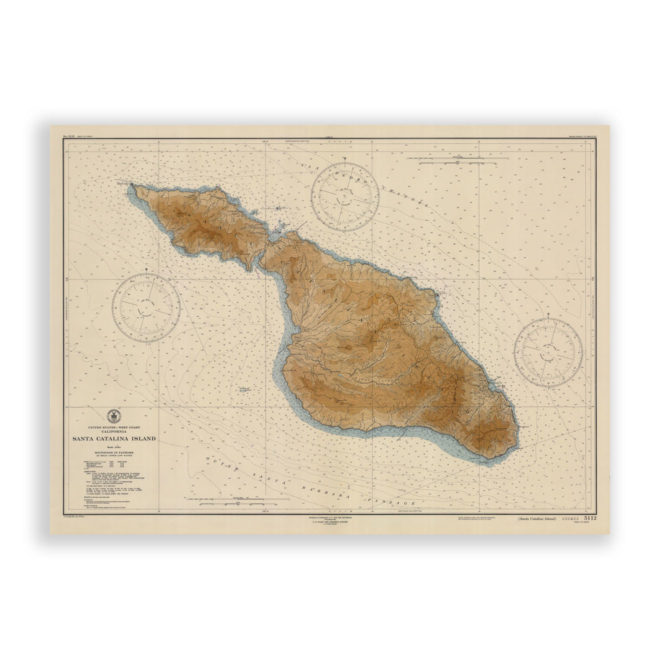 Santa Catalina Island, California Antique Nautical Chart Reproduction