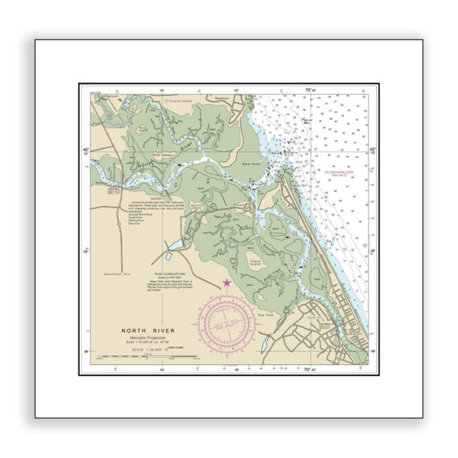 North River, Massachusetts Nautical Chart Reproduction