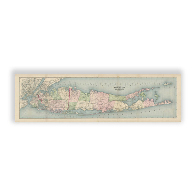 Long Island, New York Antique Map Reproduction