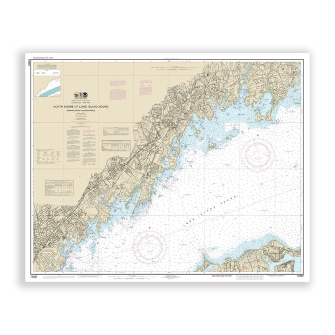 North Shore of Long Island Sound Nautical Chart Reproduction