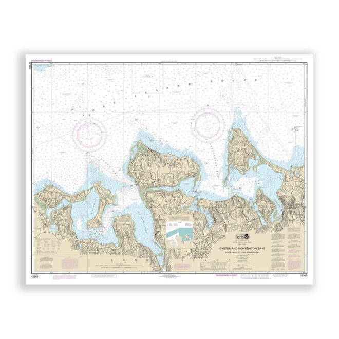 Oyster and Huntington Bays, New York Nautical Chart Reproduction