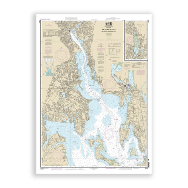 Providence River and Head of Narragansett Bay, Rhode Island Nautical Chart Reproduction