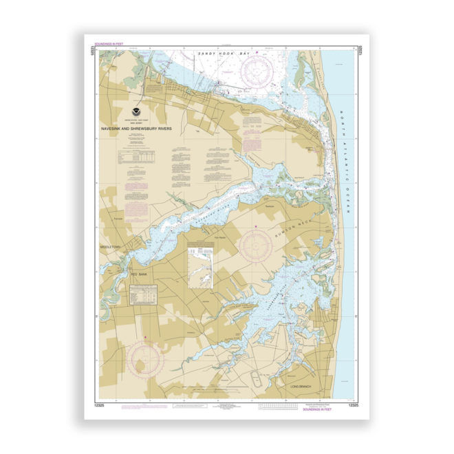 Navesink and Shrewsbury River, New Jersey Nautical Chart Reproduction