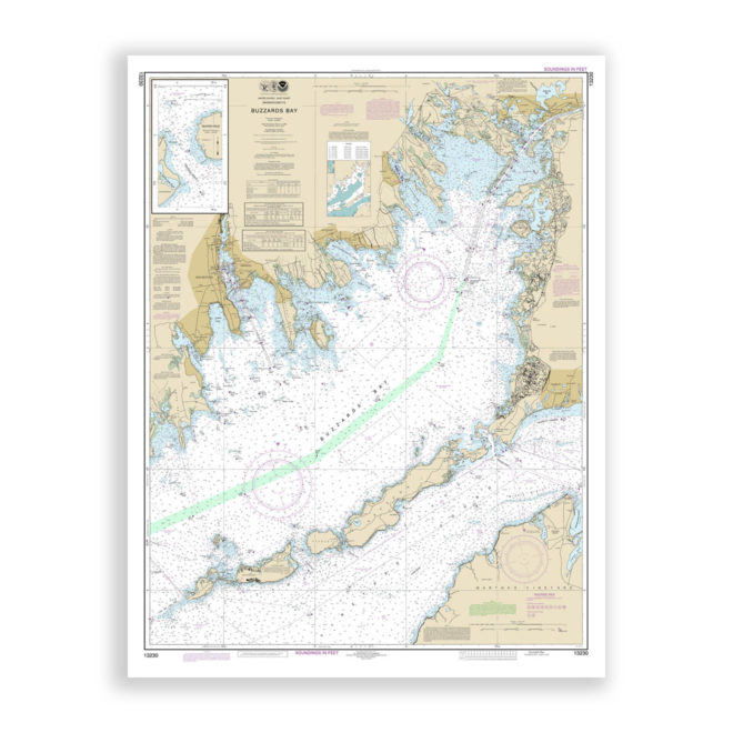 Buzzards Bay, Cape Cod, Massachusetts Nautical Chart Reproduction