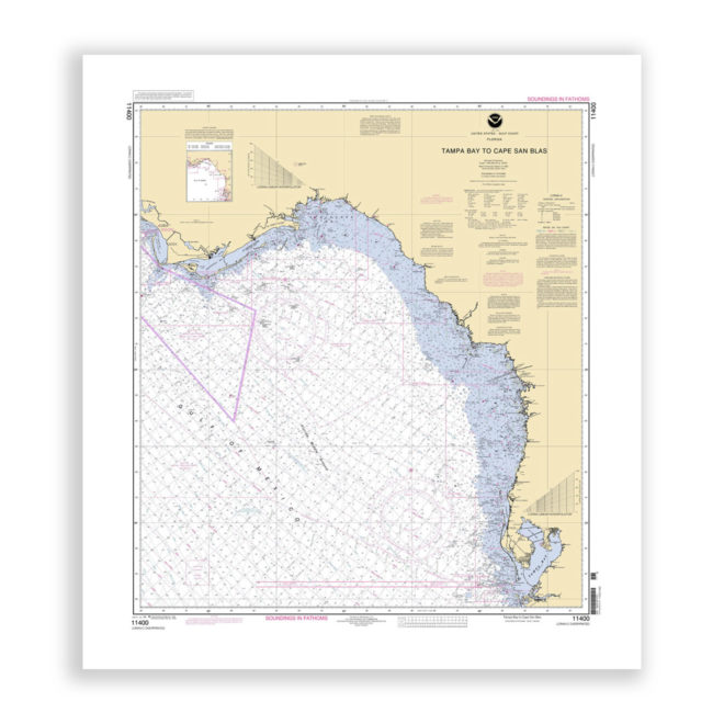 Tampa Bay to Cape San Blas, Florida Nautical Chart Reproduction