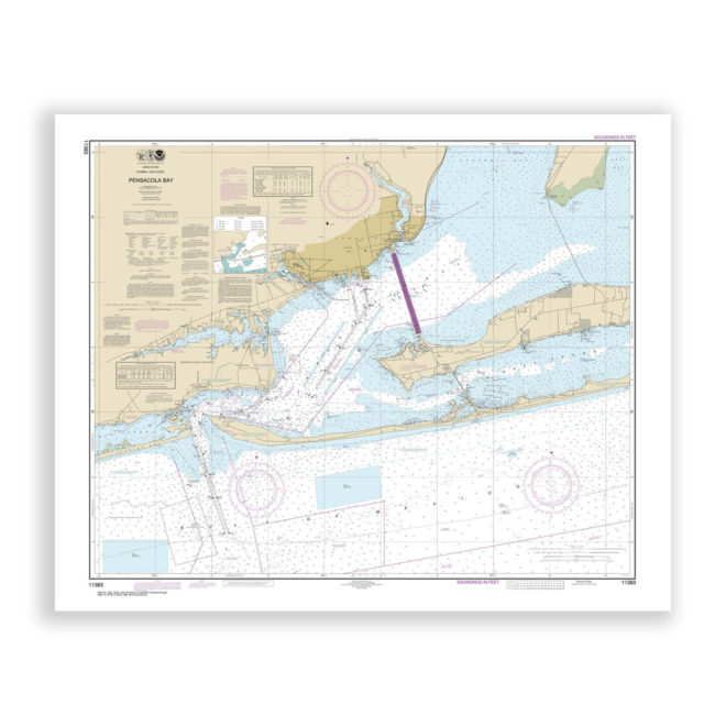 Pensacola Bay, Florida Nautical Chart Reproduction