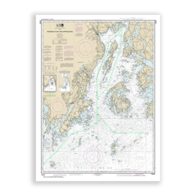 Penobscot Bay and Approaches, Maine Nautical Chart Reproduction