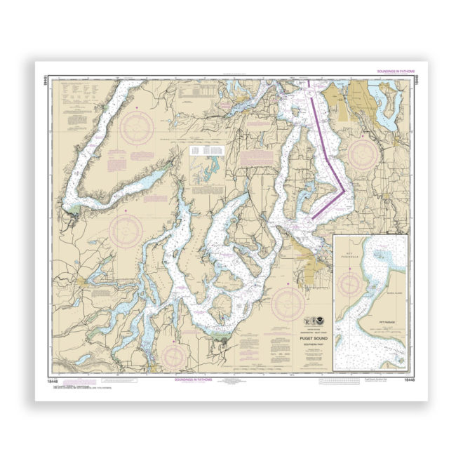 Puget Sound - Southern Part, Washington Nautical Chart Reproduction