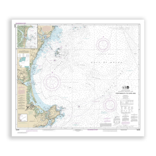 Portsmouth to Cape Ann Nautical Chart Reproduction