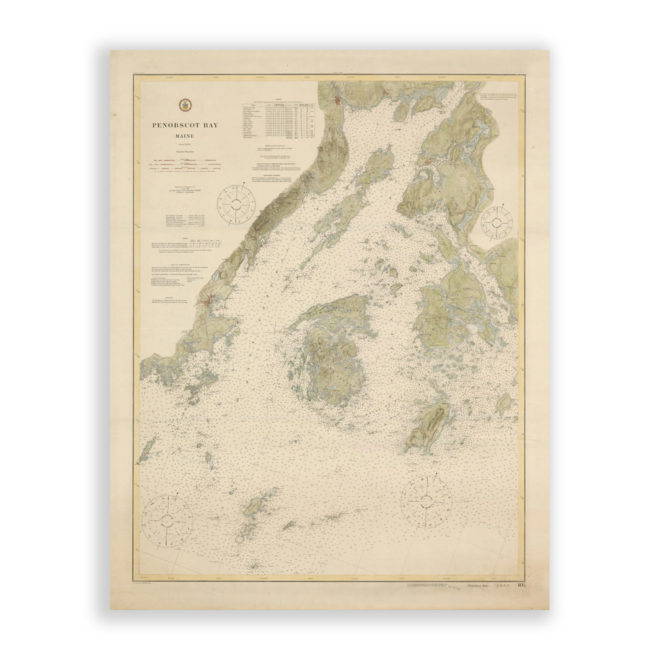 Penobscot Bay, Maine Antique Nautical Chart Reproductional