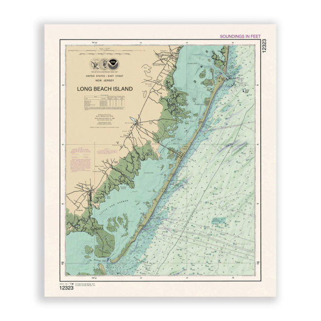 Long Beach Island, New Jersey Nautical Chart Reproduction