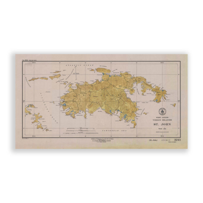 St John, Virgin Islands Antique Nautical Chart Reproductional