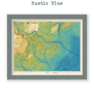 Savannah, Georgia Bathymetry Nautical Chart Reproduction