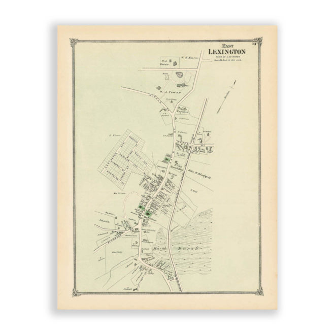 East Lexington Village Antique Map Reproduction