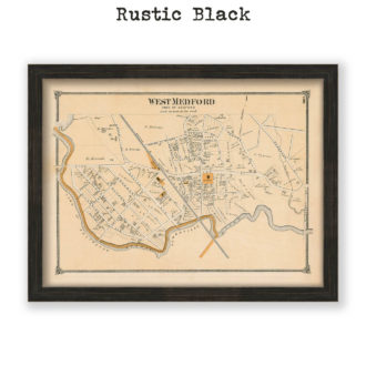 West Medford Village, Massachusetts Antique Map Reproduction