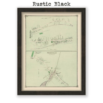 Hayden Row and Woodville - Hopkington, Massachusetts Antique Map Reproduction