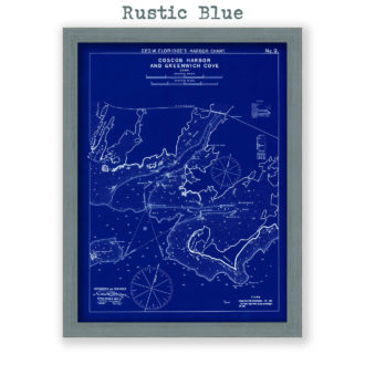 Coscb Harbor and Greenwich Cove, Connecticut Antique Nautical Chart Blueprint Reproductional