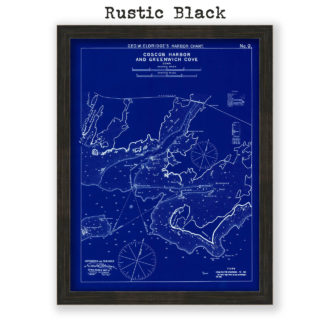 Coscb Harbor and Greenwich Cove, Connecticut Antique Nautical Chart Blueprint Reproductional