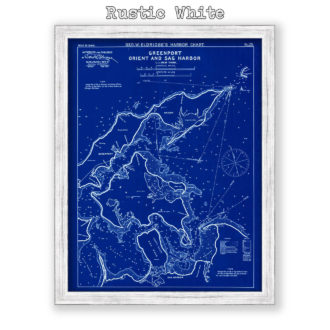 Sag Harbor, Orient and Greenport, New York  Antique Nautical Chart Blueprint Reproductional